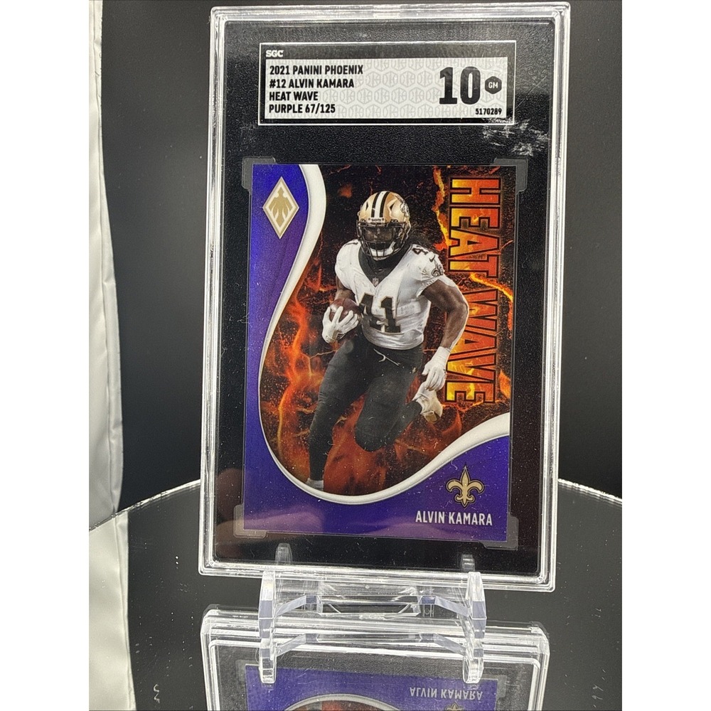 2021 Panini Phoenix Alvin Kamara Heat Wave Purple #/125 #12 Card‎ SGC 10